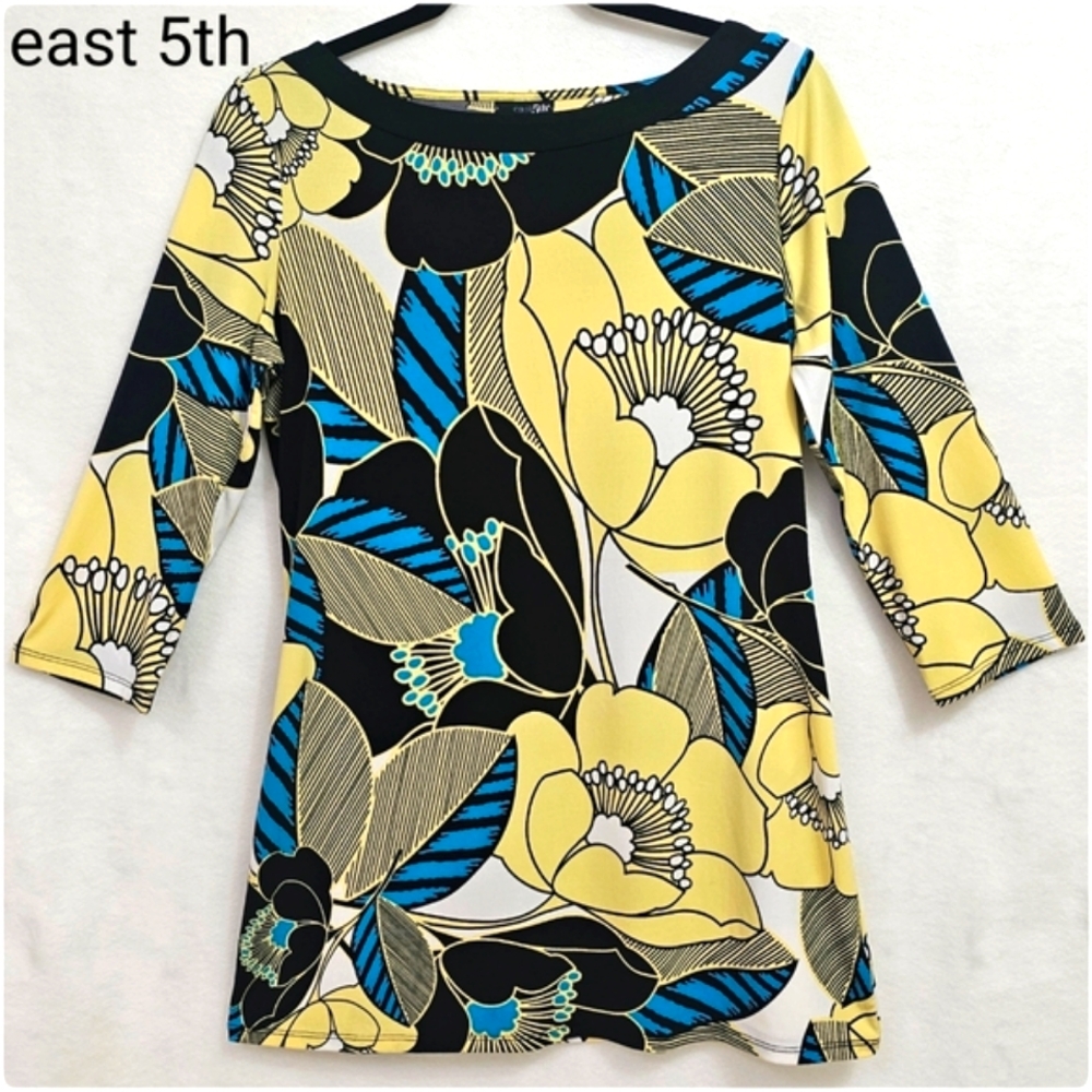 Bold Floral Tunic By East 5th, Easy Care, Size Small